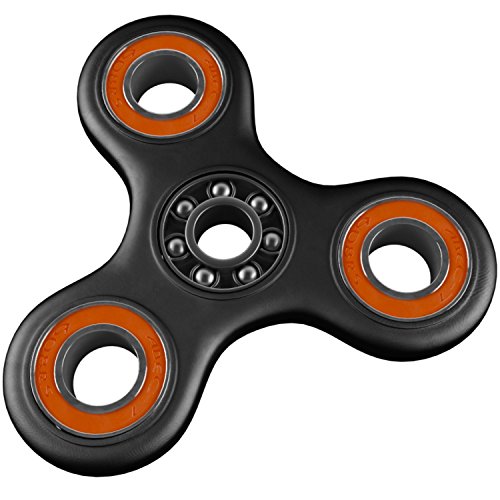 Fidget Spinner PRIME by Atom - High-Speed Ultra Durable Si3N4 Ceramic Bearings, Stress Relief Hand Toys for Adults and Kids with ADHD, EDC, Autism, Anxiety - NON-3D Printed, Black & Orange + Prime