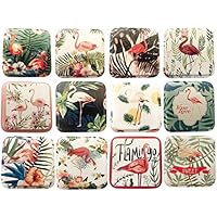 Flamingo Tropical themed Metal Tin Storage trinket Box party favor Box of 24 pcs