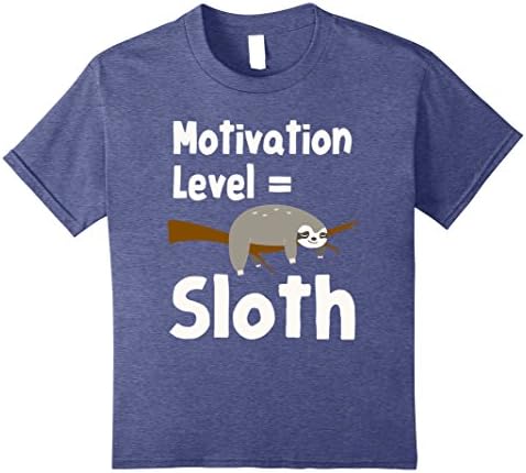 Kids Lazy Sloth T-Shirt No Motivation Fun Animal Shirt 8 Heather Blue