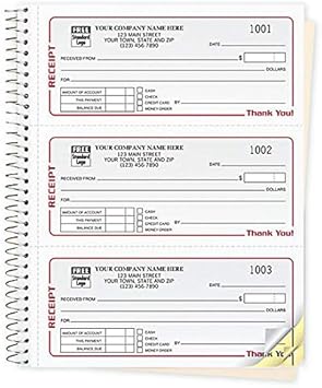 Amazon.com: Libro de pagos de recibo, impresión personalizada, libros de recibos de 3 a una página, 2 piezas, con imagen reservada, 500 recibos: Office Products