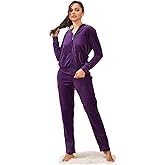 LeeHanTon Velour Tracksuit Womens Sweatsuit Set - Athletic Zip Up Hoodies and Sweatpants Outfits with Stripes