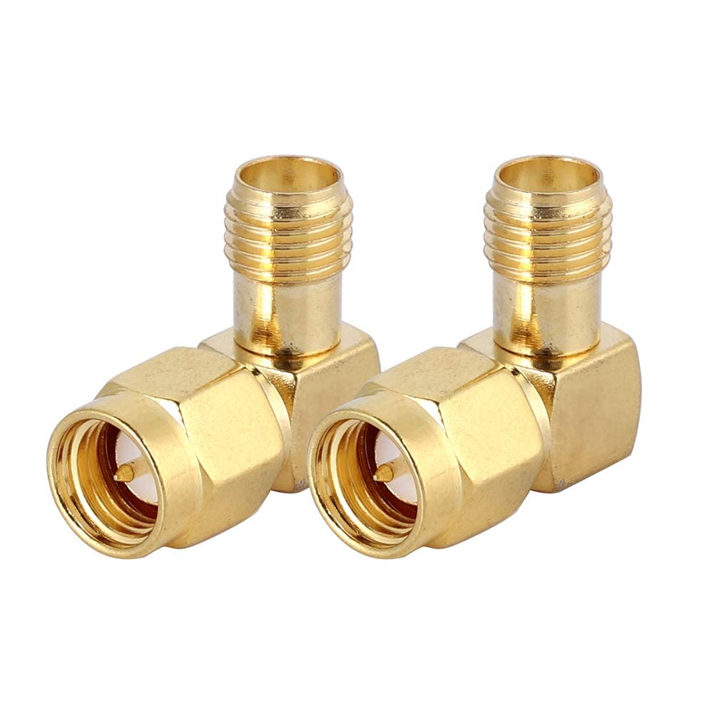 ASHATA RF Coaxial Adapter Connector SMA Coax Jack Connector SMA Male to SMA Female Right-angle Adapter, for Antennas, Wireless LAN Devices, Coaxial Cables, etc (2-Pack)
