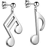 Beautlace Musical Note Staff Stud Earrings Silver Plated Asymmetry Treble Clef Music Note Studs Jewelry Gifts for Music Lover KE0044W