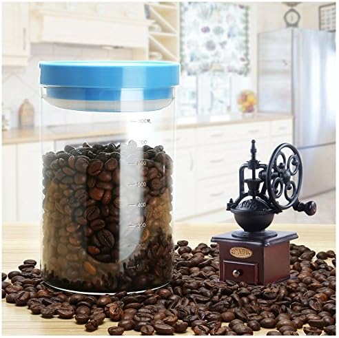 Glass Storage Jar Airtight Container Tank with Food Grade PP Lid and Silicone Sealing Ring,Kitchen Canister of Coffee Tea Food(800ml/27oz)