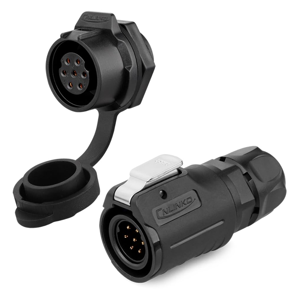 CNLINKO LP-16 Industrial Waterproof Connector IP68 Circular Connector Quick Plugging Aviation Connector PBT Plastic Shell Connector Fast Release Connector M16 2-9 Pin Threaded Socket (7 Pin) — image 1