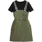 Ecolala Girls Overalls Short Sleeve Top and Casual Wide Leg Jumpsuit 2 Pieces Outfits