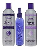 Jhirmack Hair Care Bundle with Silver Brightening Ageless Shampoo, Silver Brightening Ageless Conditioner and Silver Brightening Miracle Leave in Spray