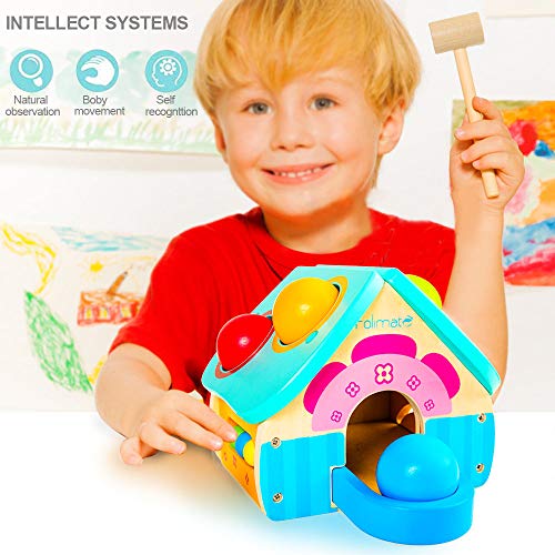 image for rolimate Pounding Wooden Toy House with Toy Hammer, Unique Design for 
