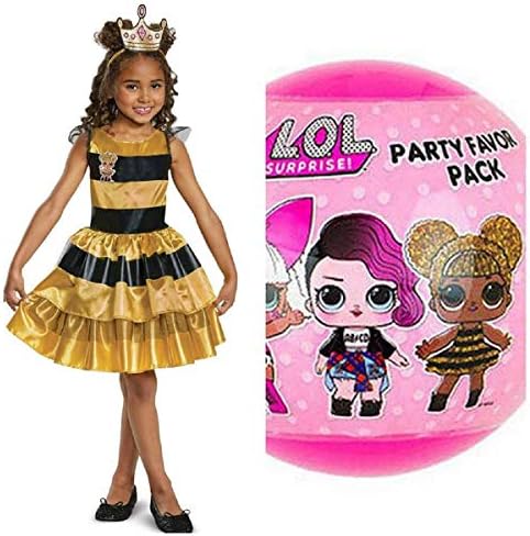 LOL Surrprise Classic Queen Bee Classic Costume Size 4/6, Plus 1 LOL Party Pack Ball