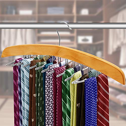 ANKO Tie Belt Hangers 2 Pack, Adjustable Rotating 24 Clip Scarf Racks Holder Hook for Homewares Closet Accessories Organizers Storage - Thumbnail 5