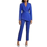 Aotasely Women's 2 Piece Outfits Suit Set Long Sleeve Solid Blazer Jacket Pant Suits Business Casual Office Work Outfits