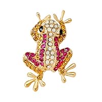 Natural Insect Animal Crystal Brooch Pins Lovely Frog Animal Jewelry Corsage | Color - Rose Red