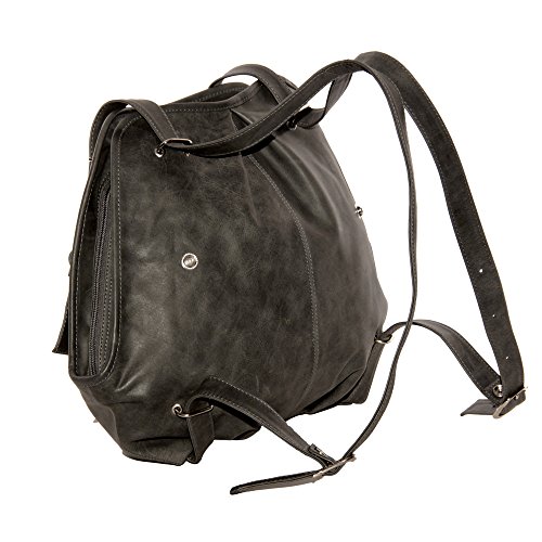 Piel Leather Convertible Buckle Backpack/Shoulder Bag, Charcoal