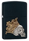 Zippo Skull with Crown Pocket Lighter, Black Matte