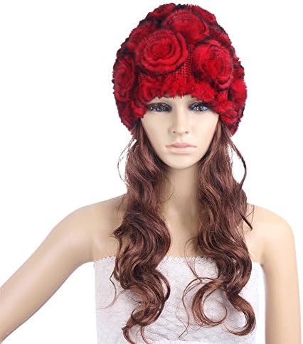 Seasofbeauty Women Rex Rabbit Fur Hats Winter Ear Cap Flexible Warm