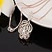 Z-Jeris Fashion Rhinestone Crystal Stuffing Hollow Flower Pendant Long Chain Necklace (Rose Gold)
