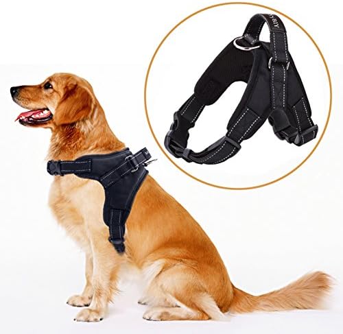 MerryBIY Big Dog No Pull Chest Harness Vest Adjustable Soft Padded Breathable Saddle Style with Handle for Dogs Pets Outdoor Walking Trainning Sport Safety Collar Harness (Size S, Black)