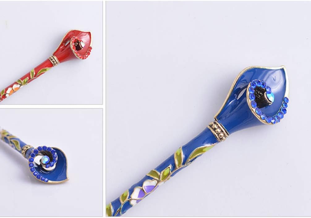 Beaupretty Chinese Rhinestone Hair Stick Hair Chopsticks Hairpin Chignon Pin Hair Accessories (Blue) - Image 3
