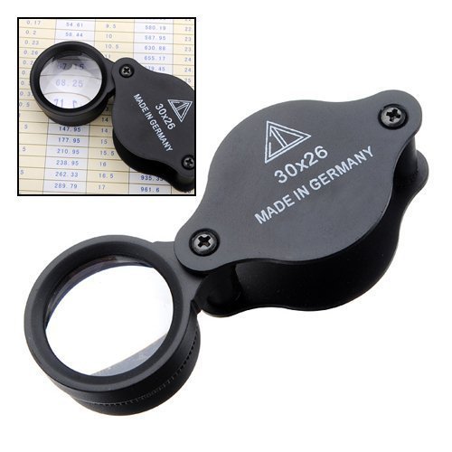 Loupe Glass Lens 30X Magnifier Pocket Folding Magnifying for Hobby Crafts Home Work Jewelry Detecting Identifying