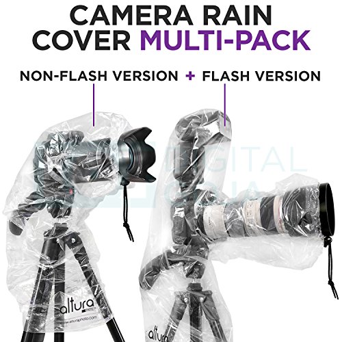 (2 Pack) Altura Photo Rain Cover for DSLR Camera – Standard and Flash Version