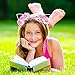 Maxdot 7 Pieces Flower Cat Ears Headband Elegant Women Girl Hairband Cat Bow Hairbands Makeup Party Headwear, 7 Colors