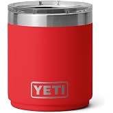 YETI Rambler 10 oz Ceramic Lined Lowball 2.0, Vacuum Insulated with MagSlider Lid, Rescue Red