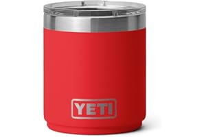 YETI Rambler 10 oz Ceramic Lined Lowball 2.0, Vacuum Insulated with MagSlider Lid, Rescue Red