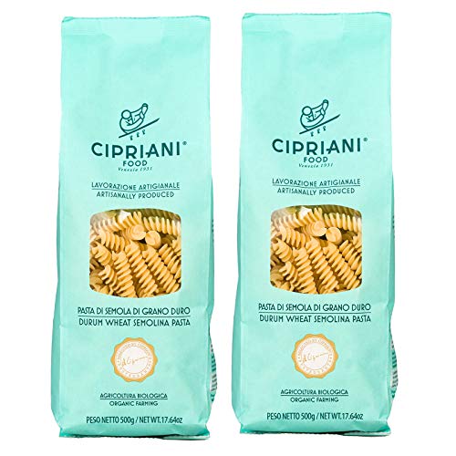 Cipriani Food Fusilli Pasta USDA Organic Whole Wheat Fusilli Noodles