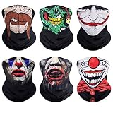 VCZUIUC Joker Headwear, Clown Face Mask, Neck Gaiter, Seamless Bandana for Motorcycle, Fishing, Head Wrap, Scarf, Balaclava, Multi Functional Use for Men and Women (6PCS-Clown)