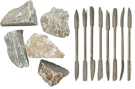 artdee Speckstein-Set: 5 kg Speckstein + 8 Feilen