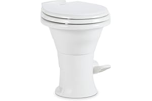 Dometic 302310031 310 Series Standard Height Toilet 19.75" Height, Slow Close Wood Seat, White