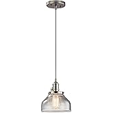 Kichler Avery 1-Light Bell Mini Pendant in Brushed Nickel, Clear Seeded Glass, (8.5" H x 8" DIA), 43850NI