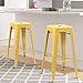 Furmax 30 Inches Metal Bar Stools Bar Height High Backless Stools Indoor Outdoor Stackable Kitchen Stools Set of 4 (Yellow)
