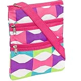 Womens Bows Crossbody Swingpack Bag w/ Pink Trim (Bright)
