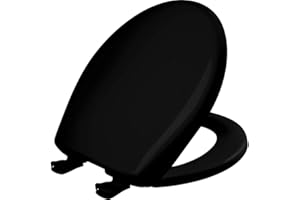 Bemis Black Toilet Seat, Slow Close, Non Slip Easy Clean Plastic Seat, Round