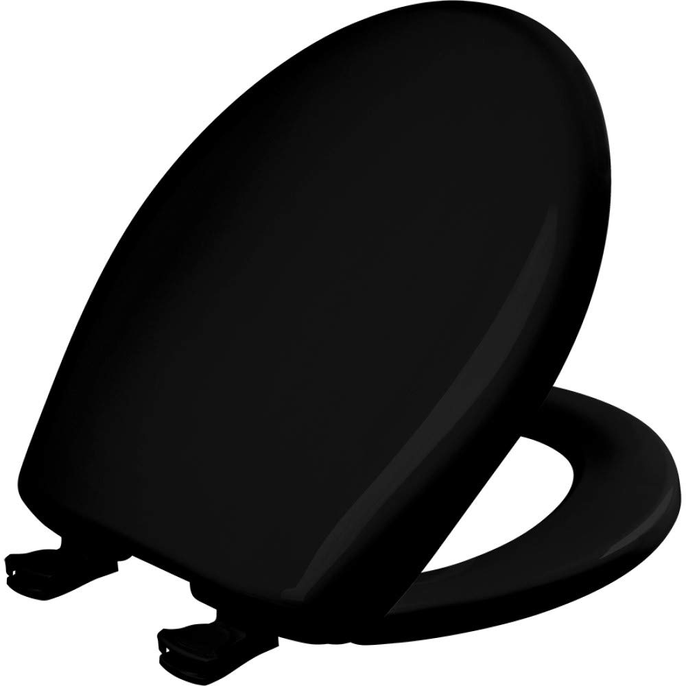Bemis Classic Colors Slow Close Toilet Seat, Easy Clean Hinges and Durable Plastic Seat, Round, Black