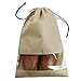 Household Dust-proof Shoe Organizer Bags, Shoe Boxes for Boots, High heel Shoes, with drawstring closure and Transparent Window, Space Saving Organizer Bags, Khaki, Pack of 5
