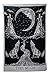The Moon Tarot Tapestry Wall Hanging, Indian Cotton Black and White Wolf Moon Hippie Tapestries for Bedroom Aesthetic Boho Decor Mandala (Twin (52x82 Inches / 132x206 Cms), BLACK & WHITE)