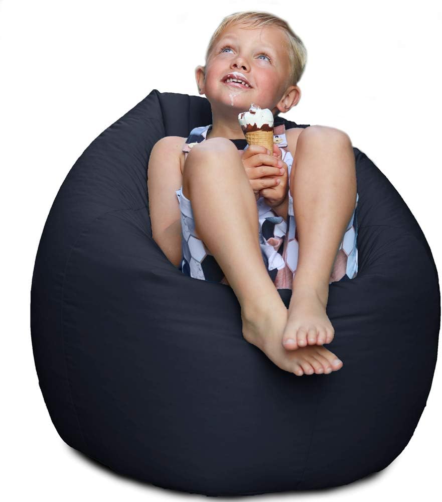 RU Comfy Kids Classic Indoor Outdoor Bean Bag, Fabric, Navy