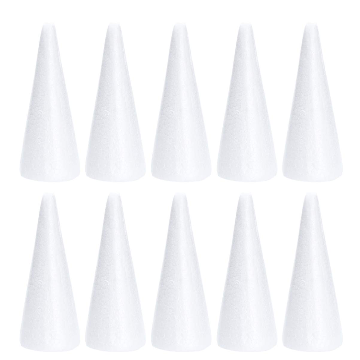 Happyyami 10pcs 18.5cm Polystyrene Cone White DIY Cone Foam Christmas Foam Cones White Craft Foam Cone Christmas Cone Shape Foam Tree Cones Block for Home Modeling Craft DIY Christmas Decorations