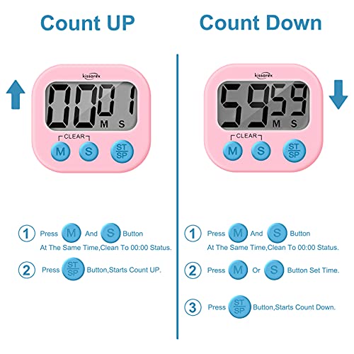 Kissarex Digital Kitchen Countdown Timer Teachers Classroom Counter Large LCD Loud