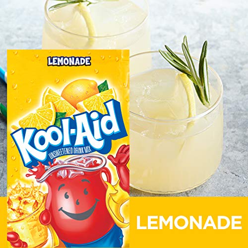 KoolAid Lemonade Flavored Unsweetened Caffeine Free Drink Mix, 48