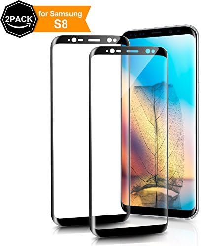Woitech 2-Pack Galaxy S8 Tempered Glass Screen Protector, Scratch Resistant, 3D Curved, Bubble-free Film for Samsung S8, Black