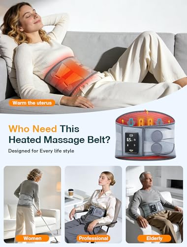ALLJOY 67" Cordless Heating Pad for Back, FSA Eligible Items Only List, Father-s Day Gift-s for Dad Women Men, Portable Lower Back Massager with 3 Heat 5 Vibration, Wireless Heating Pad for Cramps