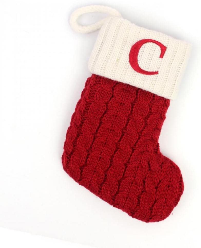 Stockings & Holders - Christmas Stocking with 26 Letter, Initial Embroidered Mini Cute Christmas Stockings Cotton Cord with White Super Soft Plush Cuffs Christmas Decorations, 5.5 * 7.1 in (C)
