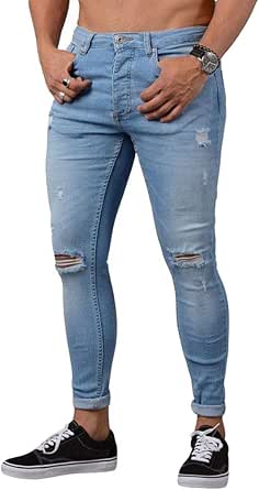 WanYangg Hombre Skinny Vaqueros Desgarrados Jeans Largo Slim Fit Cremallera  Casual Rajados Mezclilla Vaquero Pantalón Rotos Masculinos Moda Flaco  Rodilla Ripped Denim Pantalones: Amazon.es: Ropa