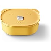 BUYDEEM Ceramic Food Storage Container with Airtight Lid, 17 oz Bento Lunch with Airlock Lid, Stackable Bento Box Microwaveable, Reusable and Dishwasher Safe, for Office Work and Travel, Mellow Yellow