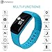 InnKoo Waterproof Activity Tracker, U8 Fitness Tracker Pedometer Watch Steps Calories Counter Smart Bracelet Wristband Sports Band Sleep Tracker, for Women Men Kids Seniors Bluetooth Sync (Blue)