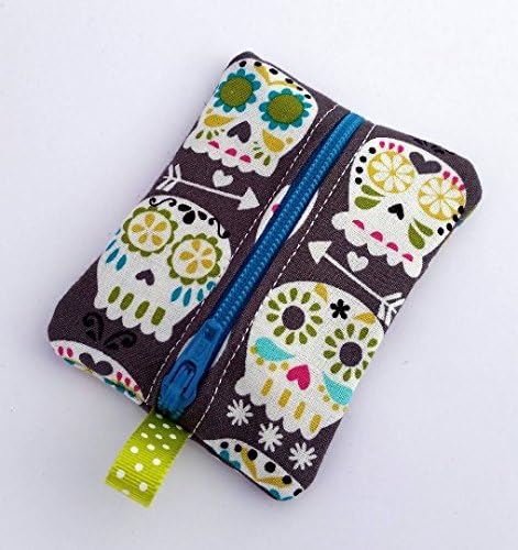 Ear Bud Pouch / Earbud Holder / Zip Pouch / Mini Zip Pouch / Jump Drive Holder ::: Happy Skulls