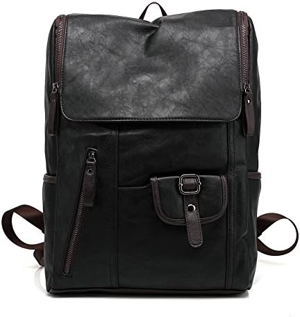 Diglot Laptop Backpack Business PU Leather Backpack Leisure and Fashion Backpack for College Lightweight Travel Daypack Fits less than 15 inch Laptop &amp; Tablet (Black)